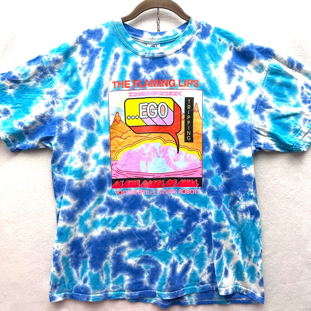 The Flaming Lips Ego Tripping Tie Dye Graphic T-Shirt Mens XL Blue Yoshimi Band